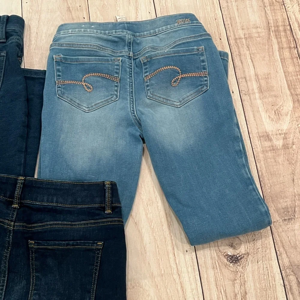 Justice Girls Size 12 Denim Bundle 2 Skinny Jeans + Button Front Skirt Y2K